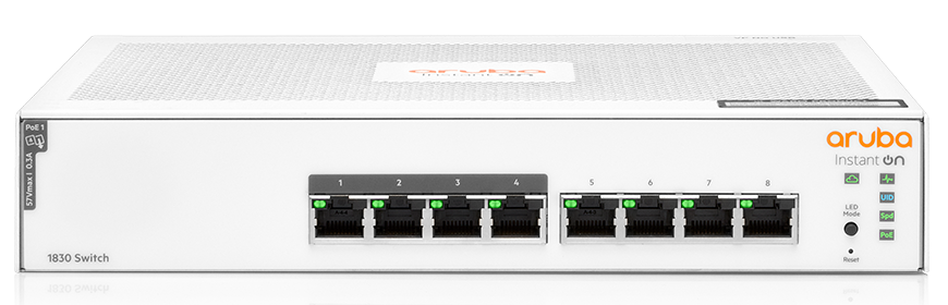 HPE Aruba Instant On 1830 8 Port PoE Gigabit L2 Smart Managed