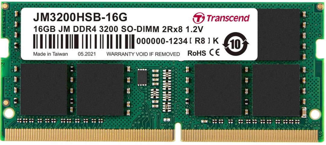 TRANSCEND JET MEMORY 16GB DDR4-3200 NOTEBOOK SO-DIMM 1RX8 CL22